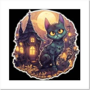 Halloween Cat Posters and Art